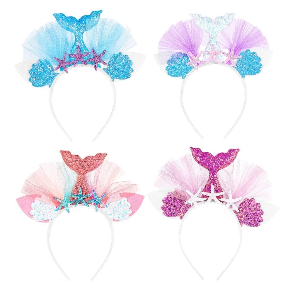 4939 4Pcs Mermaid Headbands Mesh Hair Headdress Party Supplies Decorations
